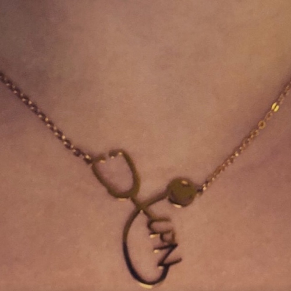 Heart LPN Script Necklace - Picture 2 of 2